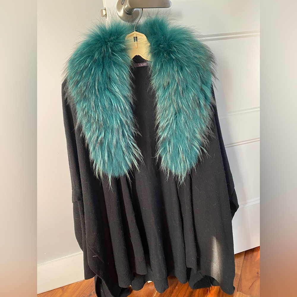Cardigan with removable fur collar Laurel